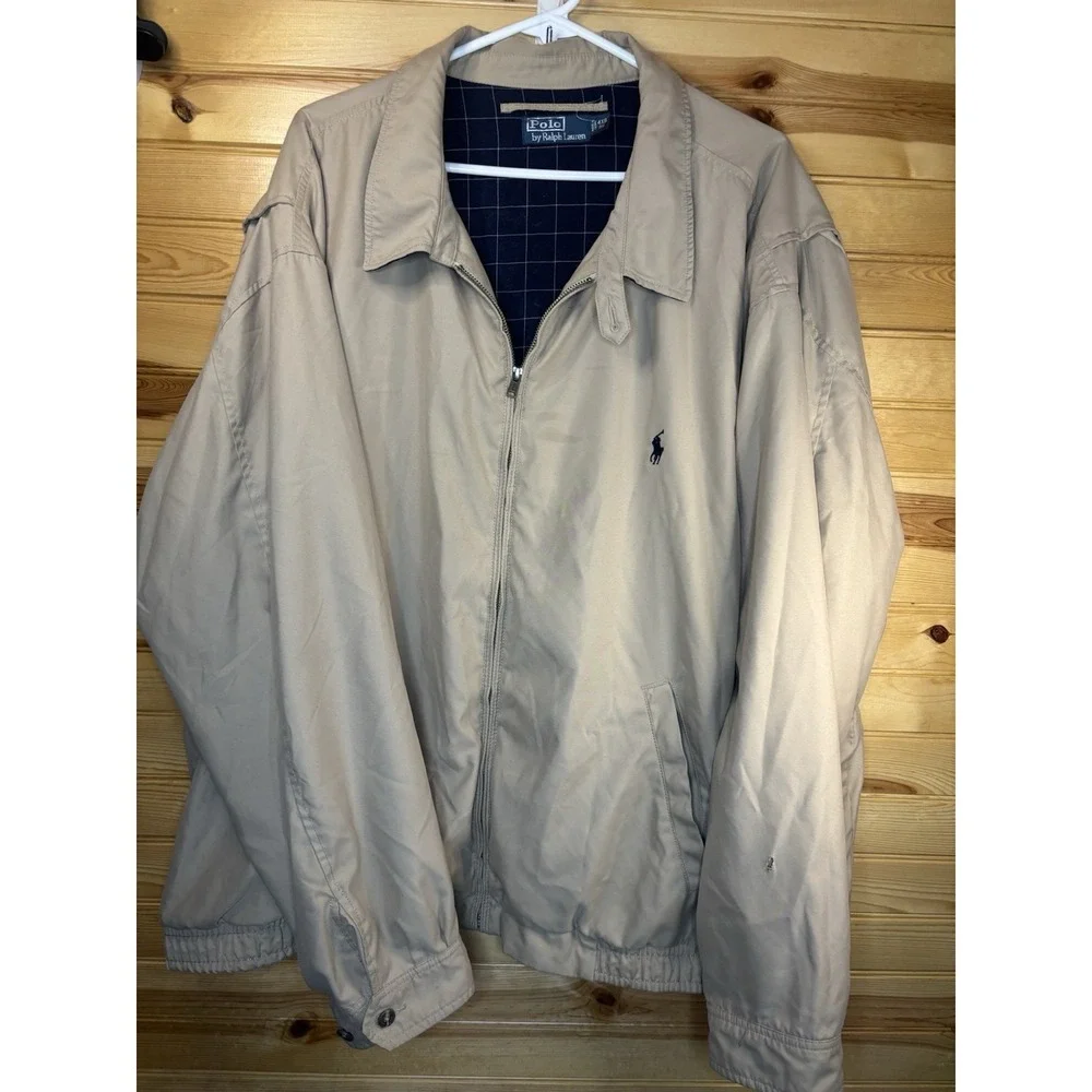 Polo Ralph Lauren Vintage Harrington Jacket Men 4XB BIG Beige Lined‎ Bomber READ